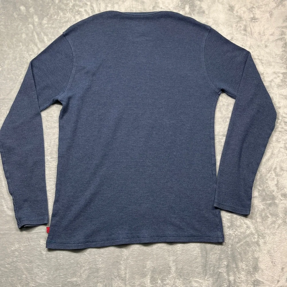 Levis Thermal Shirt Mens Medium Blue California Bear Waffle Knit Long‎ Sleeve